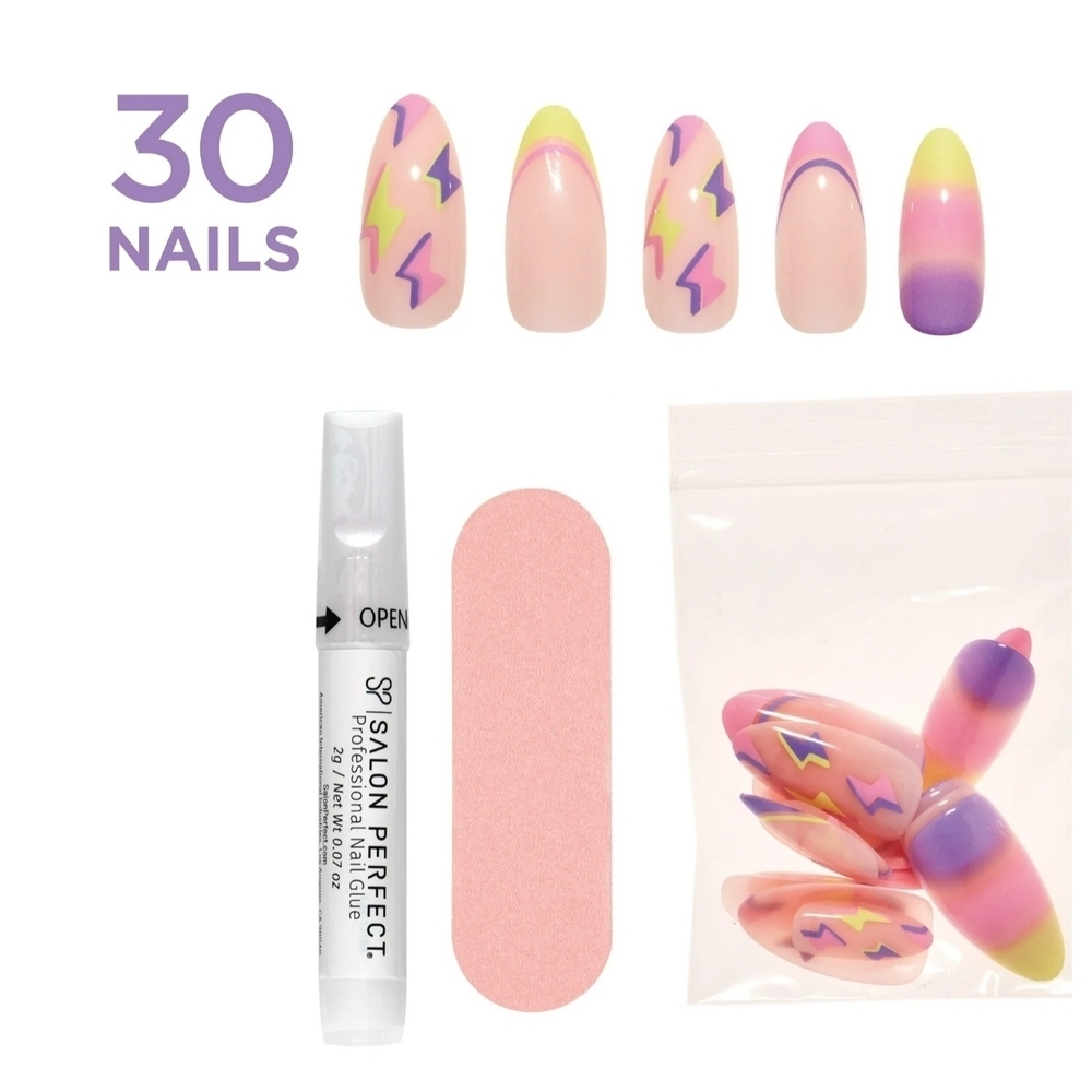 Dreamy Pink and Purple Press-On Nails with Shimmer - Picture 4 of 4